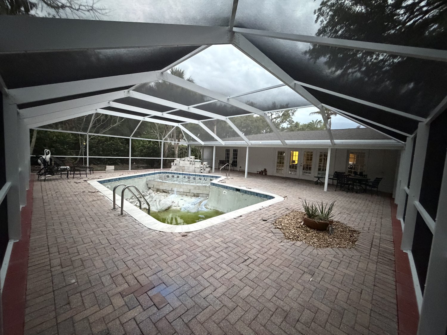 Brick Deck Pool Cage